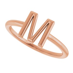 14K Rose Gold Initial M Ring