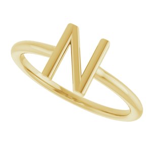 14K Yellow Gold Initial N Ring