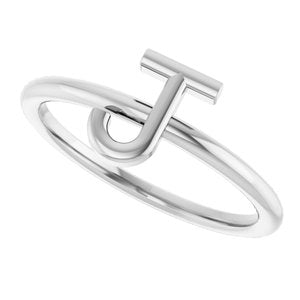Sterling Silver Initial J Ring