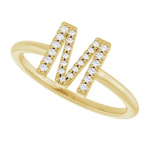 14K Yellow Gold .07 CTW Natural Diamond Initial M Ring