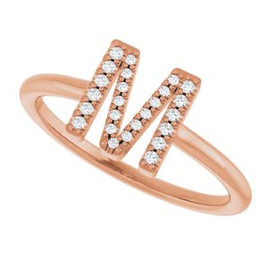 14K Rose Gold .07 CTW Natural Diamond Initial M Ring