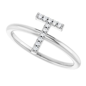 Platinum .04 CTW Natural Diamond Initial T Ring