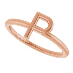 14K Rose Gold Initial P Ring