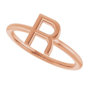 14K Rose Gold Initial R Ring