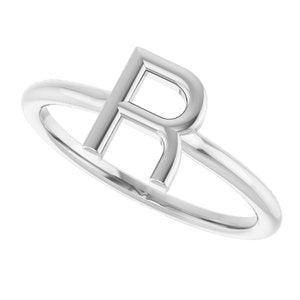 Platinum Initial R Ring