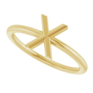 14K Yellow Gold Initial X Ring