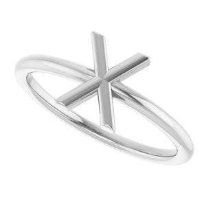 Sterling Silver Initial X Ring