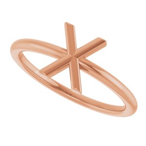 14K Rose Gold Initial X Ring