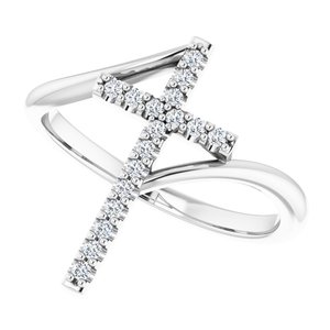 Platinum 1/8 CTW Natural Diamond Cross Ring