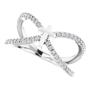 Platinum 1/5 CTW Natural Diamond French-Set Cross Ring