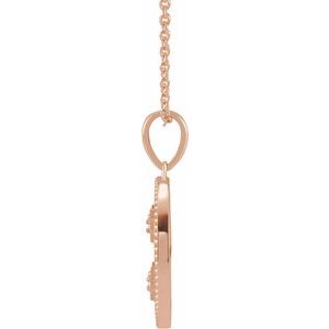 14K Rose Gold .025 CTW Natural Diamond Jerusalem Cross 16-18" Necklace