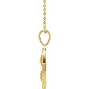 14K Yellow Gold .025 CTW Natural Diamond Jerusalem Cross 16-18" Necklace