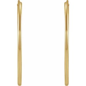 14K Yellow Gold Flexible Endless Tube 25 mm Hoop Earrings