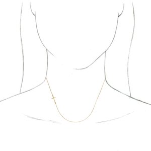 10K Yellow Gold Off-Center Sideways Cross 16" Necklace