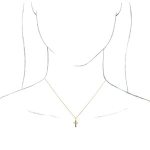14K Yellow Gold Natural Multi-Gemstone Cross 16-18" Necklace