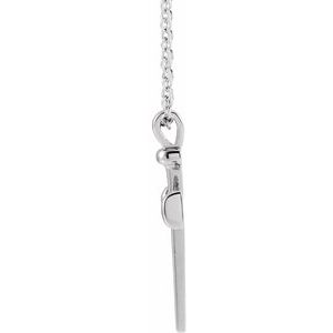 14K White Gold Nail Cross 18" Necklace