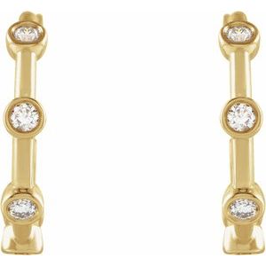 14K Yellow Gold 1/4 CTW Natural Diamond Bezel-Set Hoop Earrings