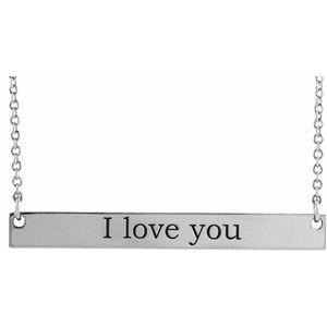 Sterling Silver Engravable Bar 18" Necklace