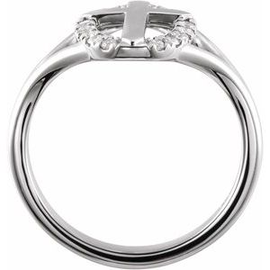 Sterling Silver 1/5 CTW Natural Diamond French-Set Halo-Style Cross Ring