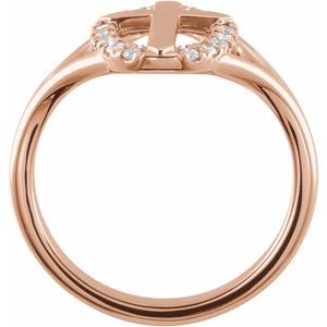 14K Rose Gold 1/5 CTW Natural Diamond French-Set Halo-Style Cross Ring