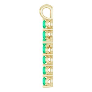 14K Yellow Gold Lab-Grown Emerald Cross Pendant