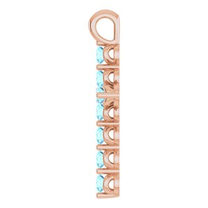14K Rose Gold Natural Aquamarine Cross Pendant