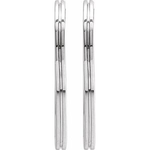 14K White Gold Grooved Hinged 20 mm Huggie Hoop Earrings