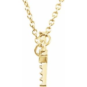 14K Yellow Gold 1/10 CTW Lab-Grown Diamond Sideways Cross 16-18" Necklace