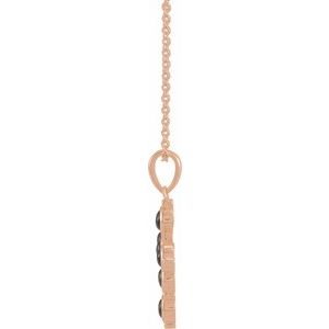 14K Rose Gold Natural Black Onyx Cross 16-18" Necklace