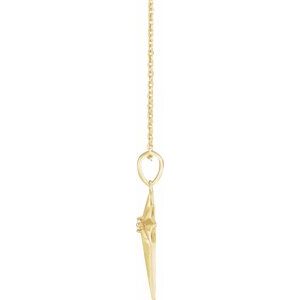 14K Yellow Gold .03 CT Natural Diamond Star Cross 16-18" Necklace