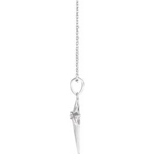 Sterling Silver .03 CT Natural Diamond Star Cross 16-18" Necklace