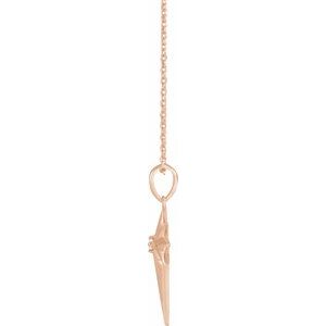 14K Rose Gold .03 CT Natural Diamond Star Cross 16-18" Necklace