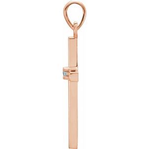 14K Rose Gold Natural Blue Zircon Cross Pendant