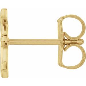 14K Yellow Gold Single Initial E Earring