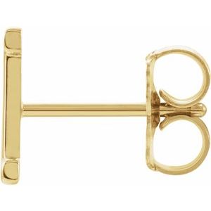 14K Yellow Gold Single Initial I Earring