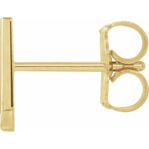 14K Yellow Gold Single Initial L Earring