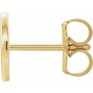 14K Yellow Gold Single Initial O Earring