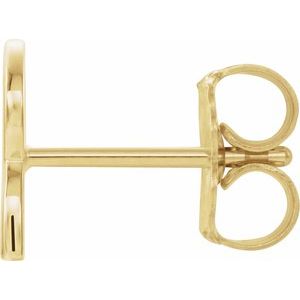14K Yellow Gold Single Initial R Earring