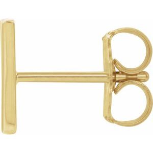 14K Yellow Gold Single Initial W Earring