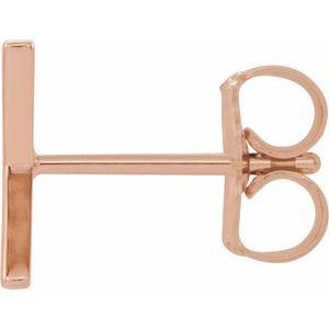 14K Rose Gold Single Initial X Earring