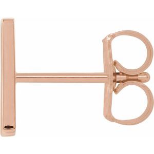 14K Rose Gold Single Initial N Earring