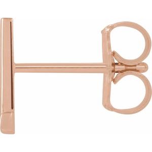 14K Rose Gold Single Initial L Earring