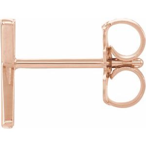14K Rose Gold Single Initial K Earring