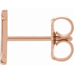 14K Rose Gold Single Initial I Earring