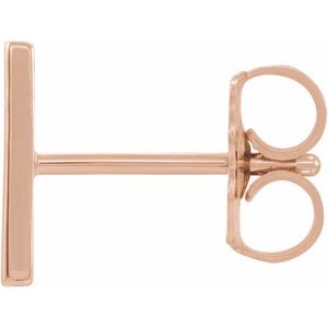 14K Rose Gold Single Initial H Earring