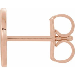 14K Rose Gold Single Initial D Earring