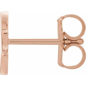 14K Rose Gold Single Initial C Earring