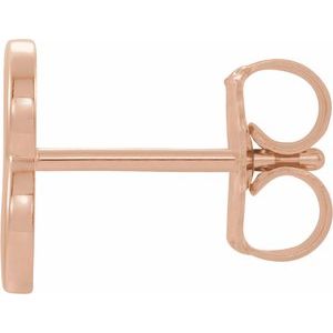 14K Rose Gold Single Initial B Earring