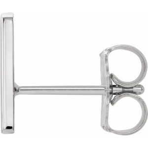 14K White Gold Single Initial A Earring
