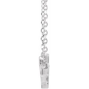14K White Gold Sideways Cross & Heart 18" Necklace
